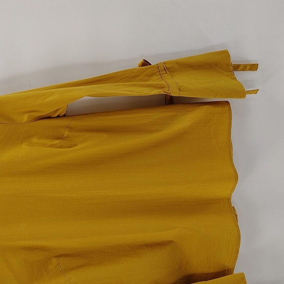 Dalia Mustard Yellow Gold Button Back Blouse Size Small Tie Button Wide Sleeves - Picture 3 of 8